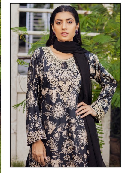 Multi  | Printed Linen Shirt & Trouser With Chiffon Dupatta| Ready to Wear 3 Pc dress - Rangz