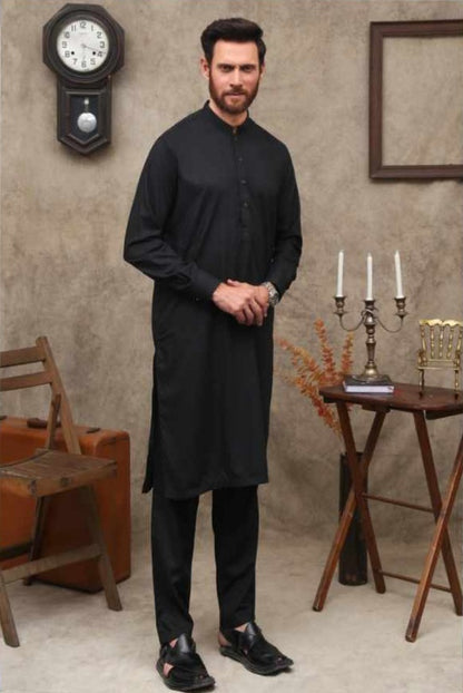 (BLACK) Father & Son Wash & Wear Shalwar Kameez- UMNAA