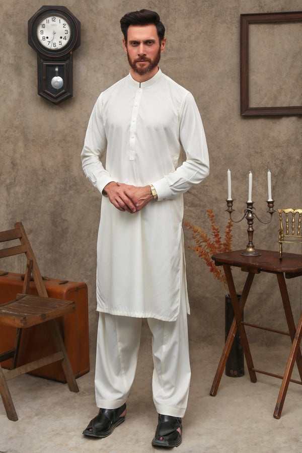 (WHITE) Father & Son Wash & Wear Shalwar Kameez- UMNAA