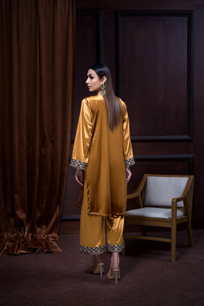 Mustard Luxury Velvet | 2 Piece Embroidered | Premium Quality