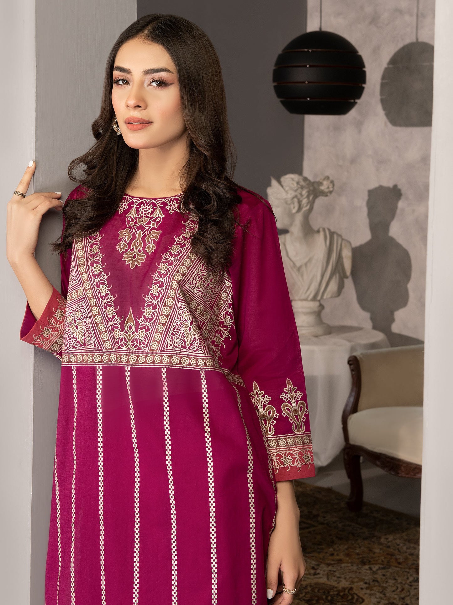 Pink 2 Piece Printed Lawn Suit By Limelight