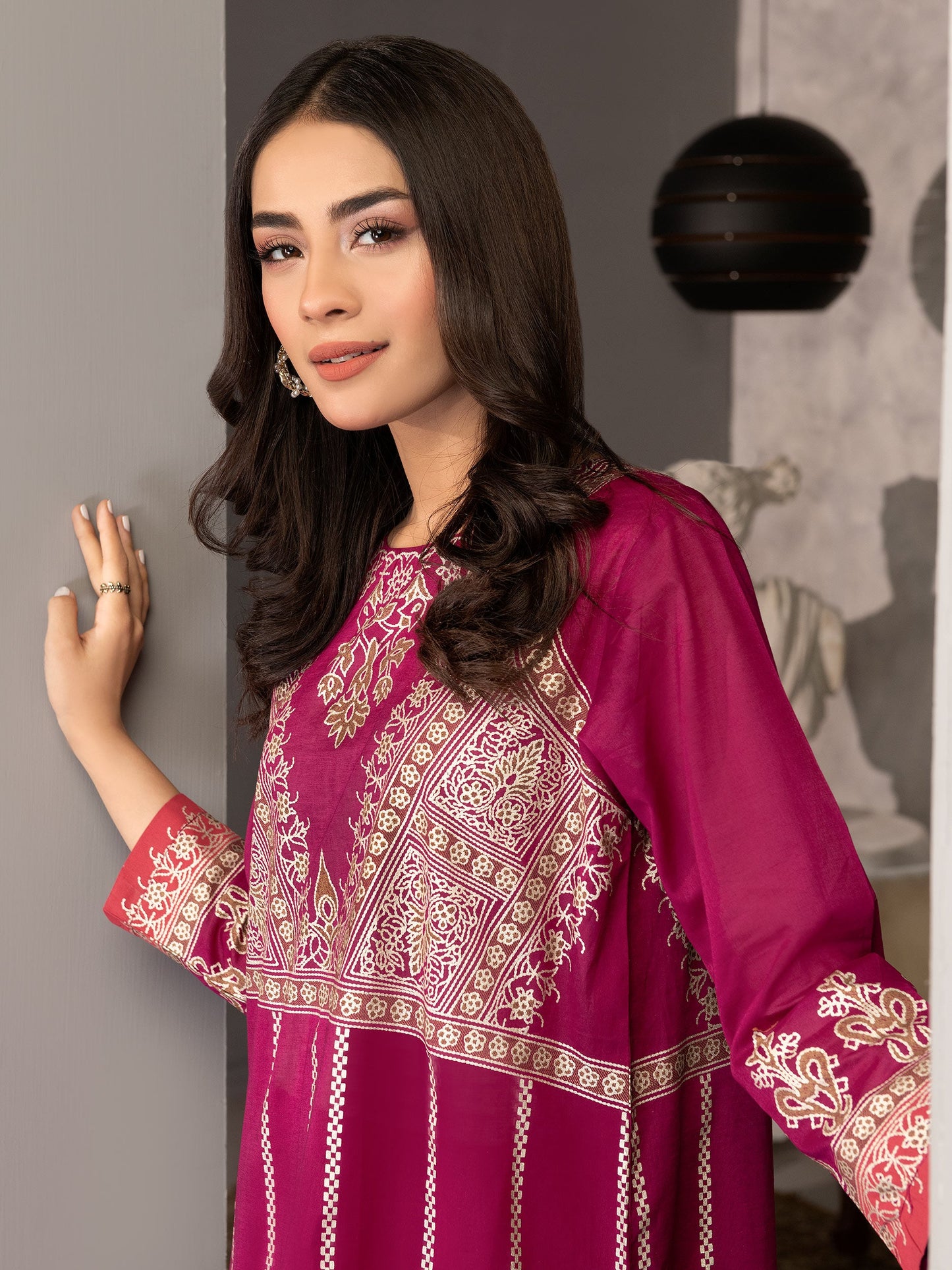Pink 2 Piece Printed Lawn Suit By Limelight