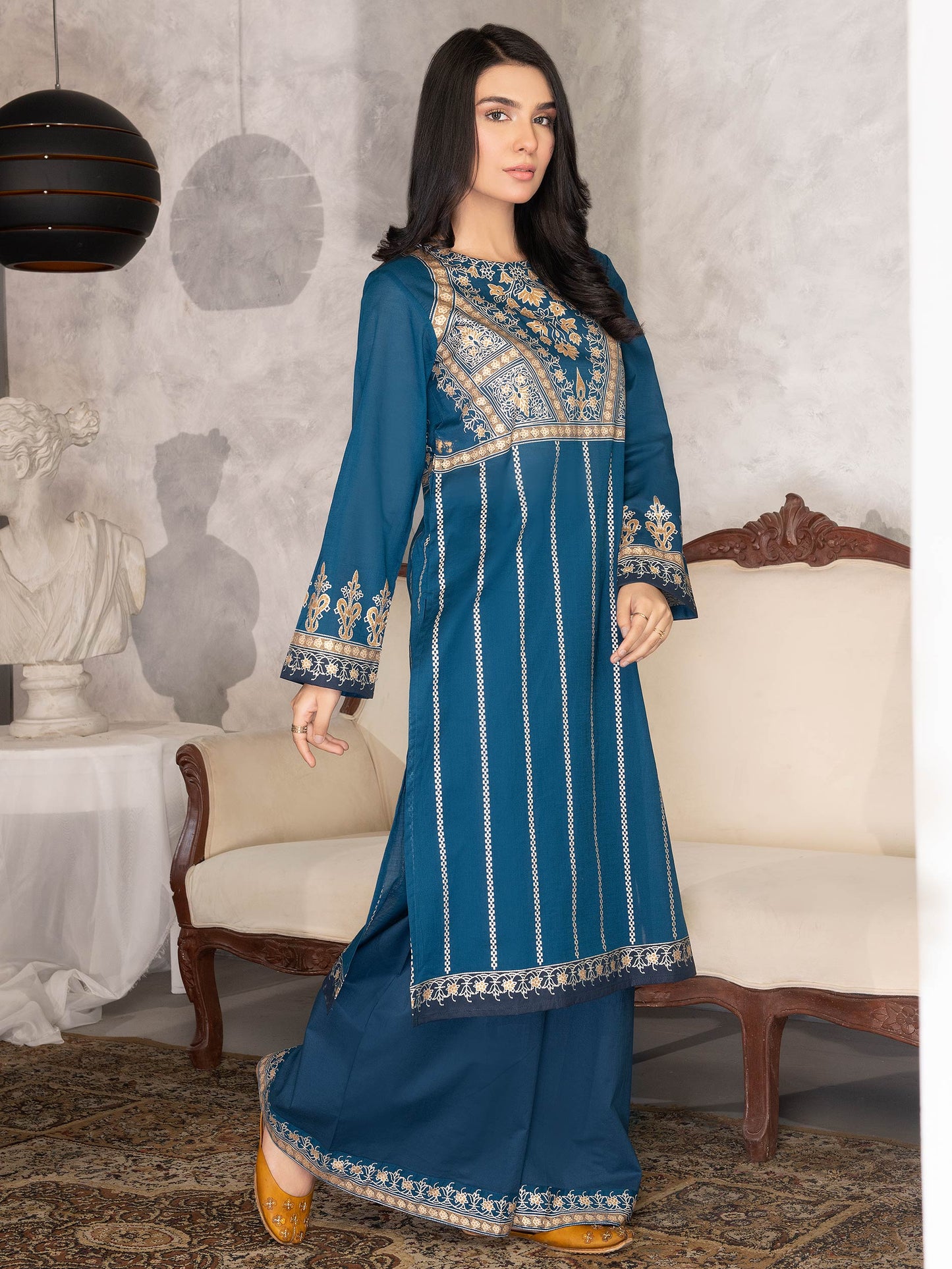 Teal 2 Piece Printed Lawn Suit By Limelight