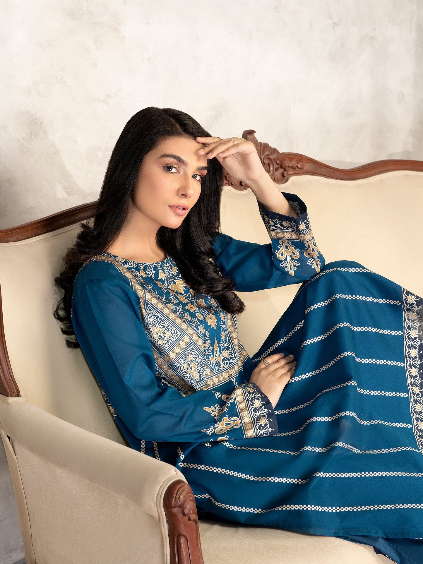 Teal 2 Piece Printed Lawn Suit By Limelight