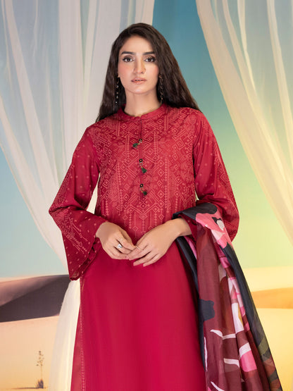 Maroon 3 Piece Printed Lawn Suit By Limelight