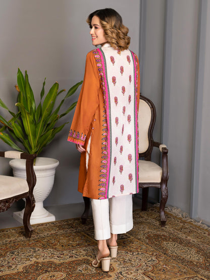 Rust 1 Piece Printed Lawn Shirt By Limelight
