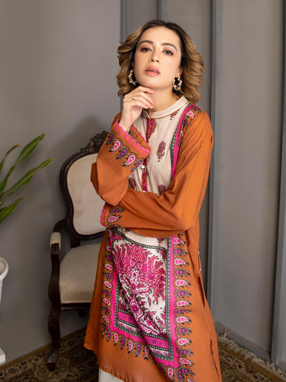 Rust 1 Piece Printed Lawn Shirt By Limelight