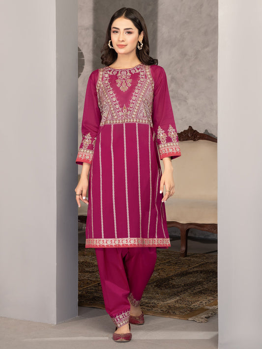 Pink 2 Piece Printed Lawn Suit By Limelight