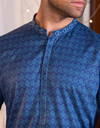 BLUE COTTON KURTA BY J.