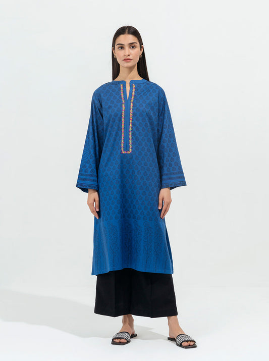 Blue Printed Lawn Shirt By Beechtree