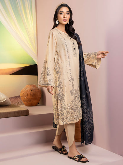 Beige 3 Piece Printed Lawn Suit By Limelight