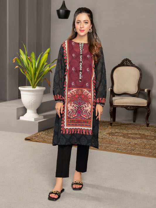 Black 1 Piece Printed Lawn Shirt By Limelight