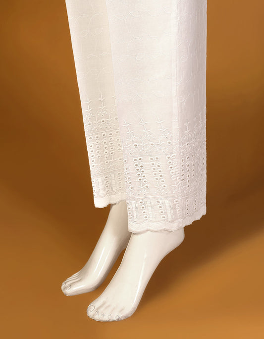 STRAIGHT WHITE  EMBROIDERED PANT