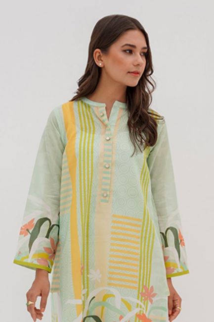 Spring Green Printed Shirt By Zellbury