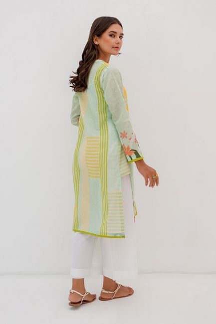 Spring Green Printed Shirt By Zellbury