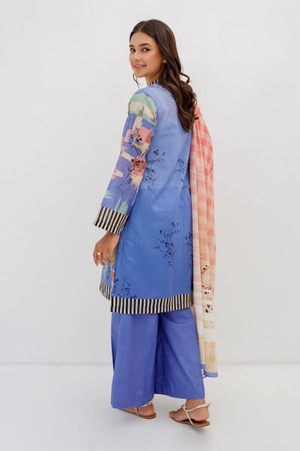 Yonder Blue Shirt Dupatta By Zellbury