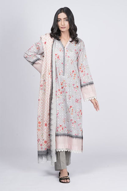 Pearl Grey 3PCS Lawn Suit-Zellbury