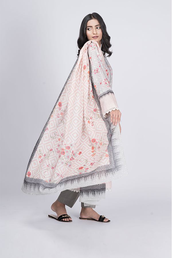 Pearl Grey 3PCS Lawn Suit-Zellbury