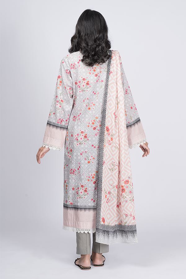 Pearl Grey 3PCS Lawn Suit-Zellbury