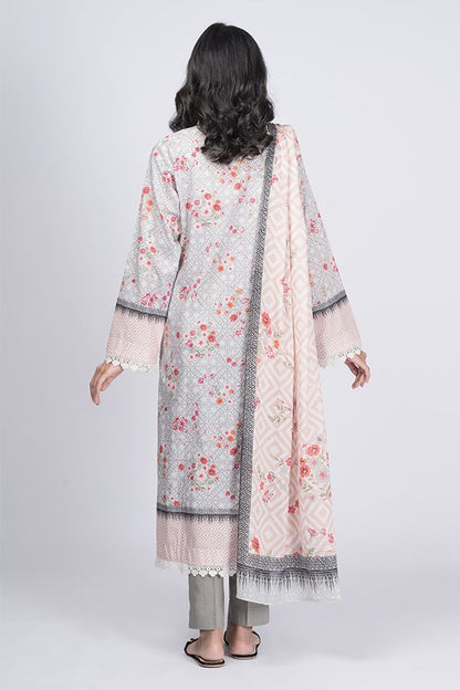 Pearl Grey 3PCS Lawn Suit-Zellbury