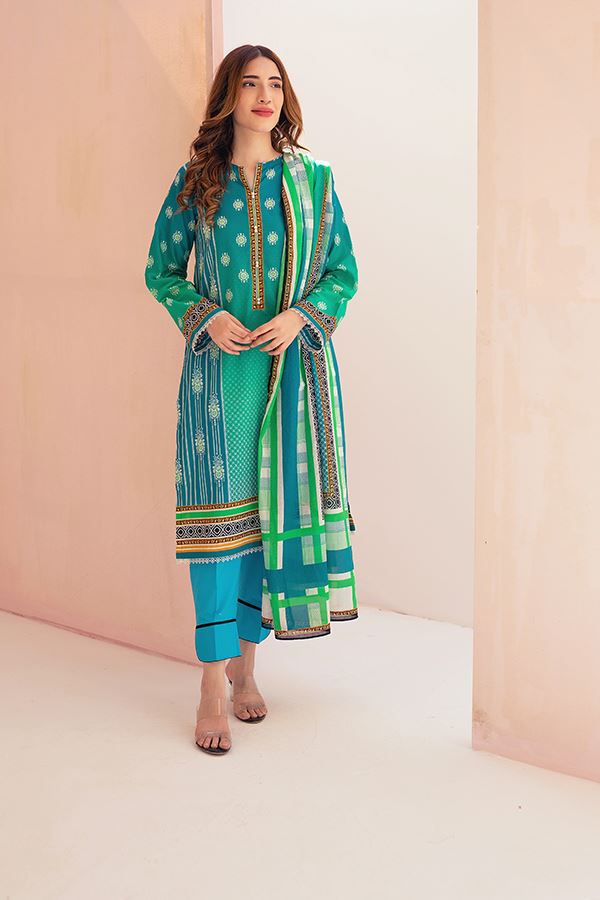 2Pcs Shirt Dupatta - Surfi Green - Lawn Suit By Zellbury