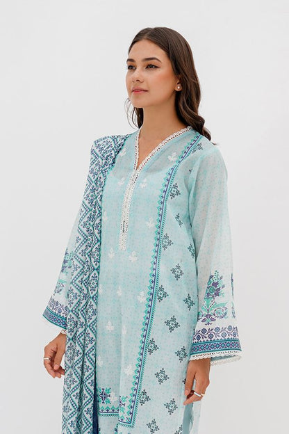 Embroidered 3pcs - Mist Blue - Lawn Suit-Zellbury