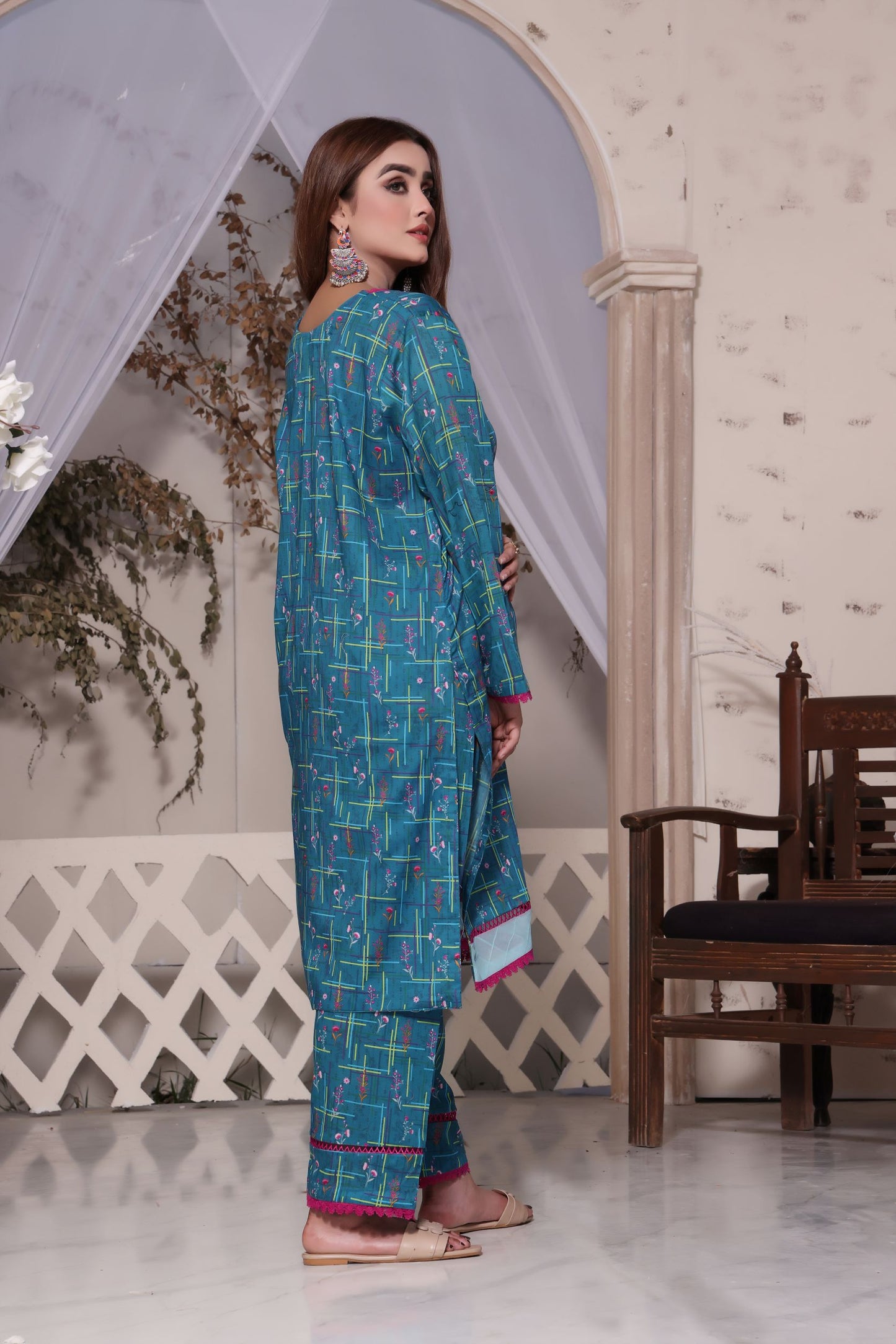 blue 2 piece lawn dress -Zainab Fazlani